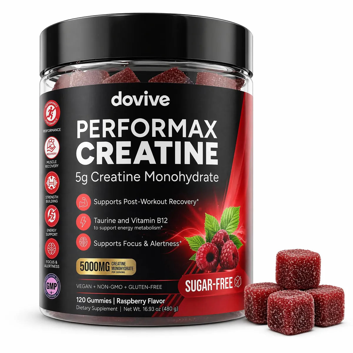 DOVIVE Performax Creatine, Raspberry: Jar front