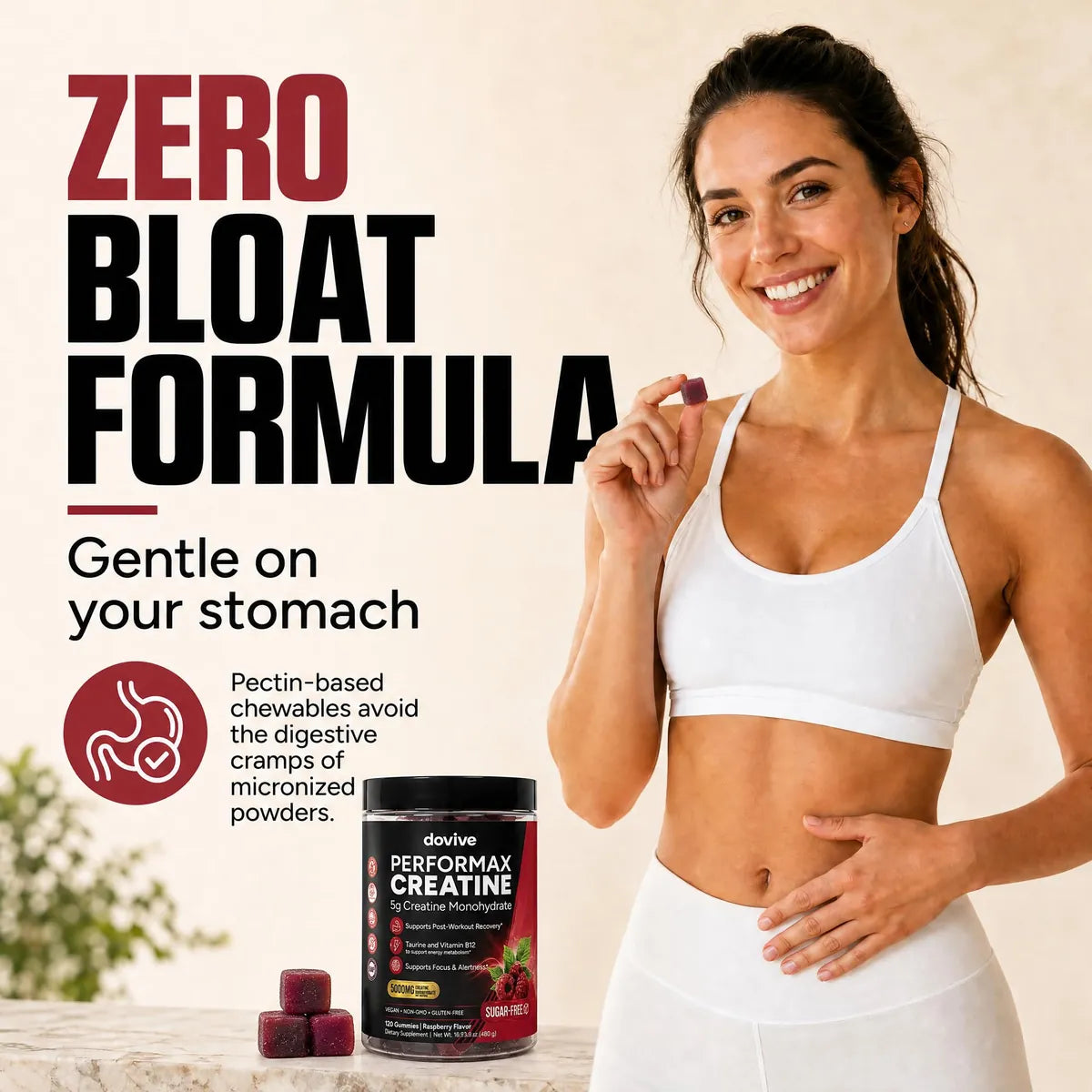 DOVIVE Performax Creatine, Raspberry: Gentle on your stomach