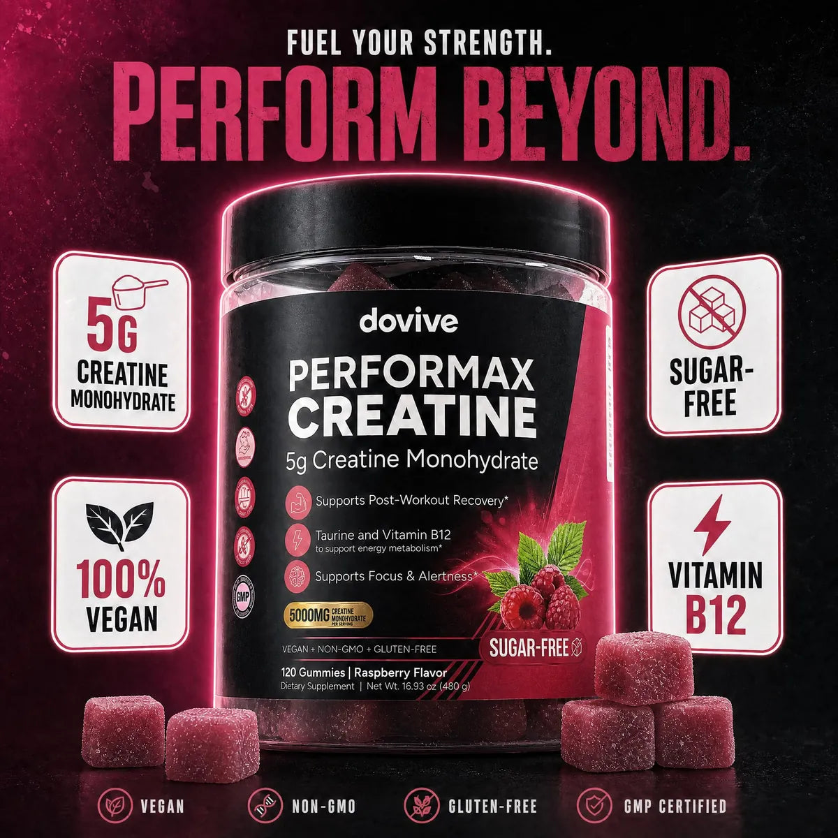 DOVIVE Performax Creatine, Raspberry: What is inside