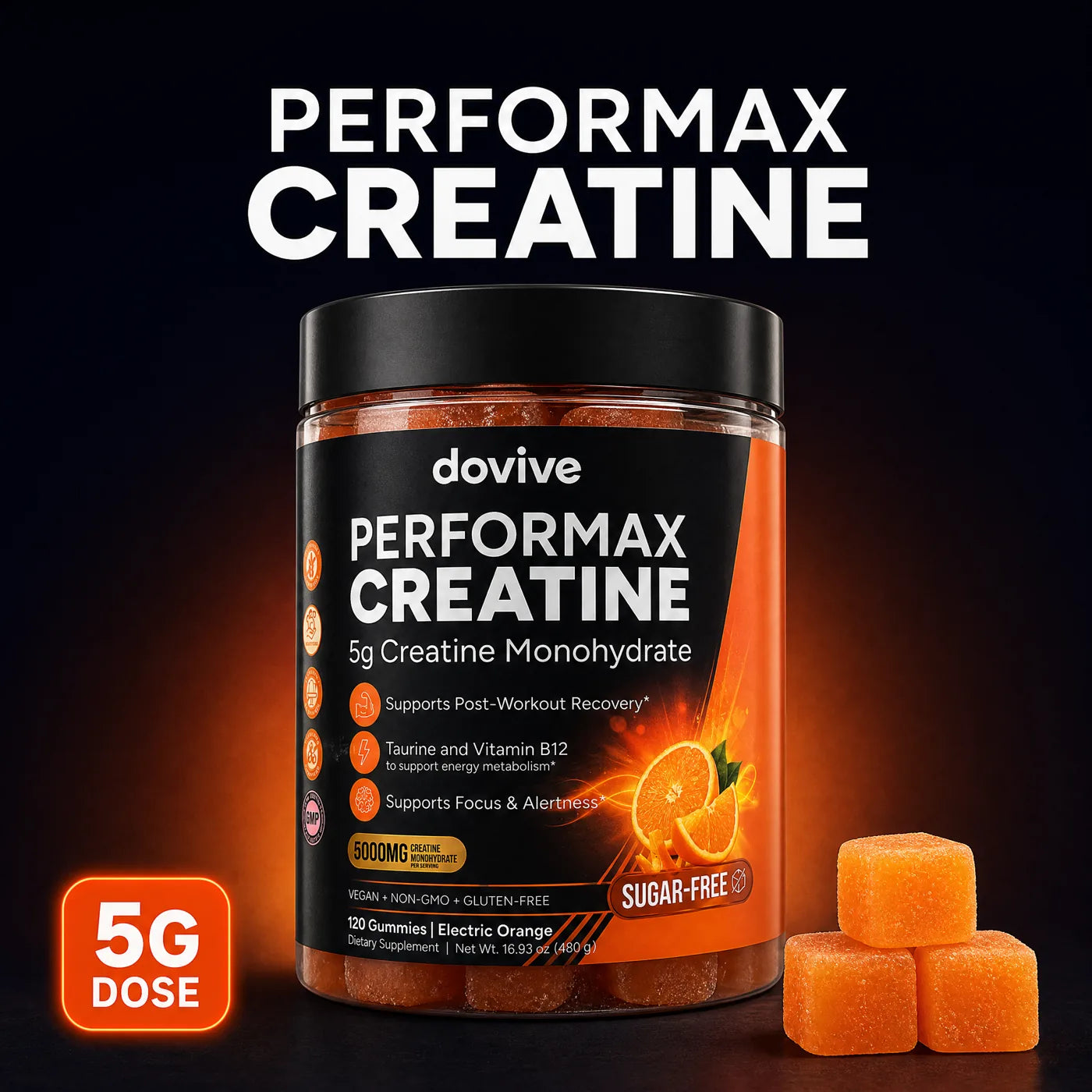 Electric Orange jar with gummies